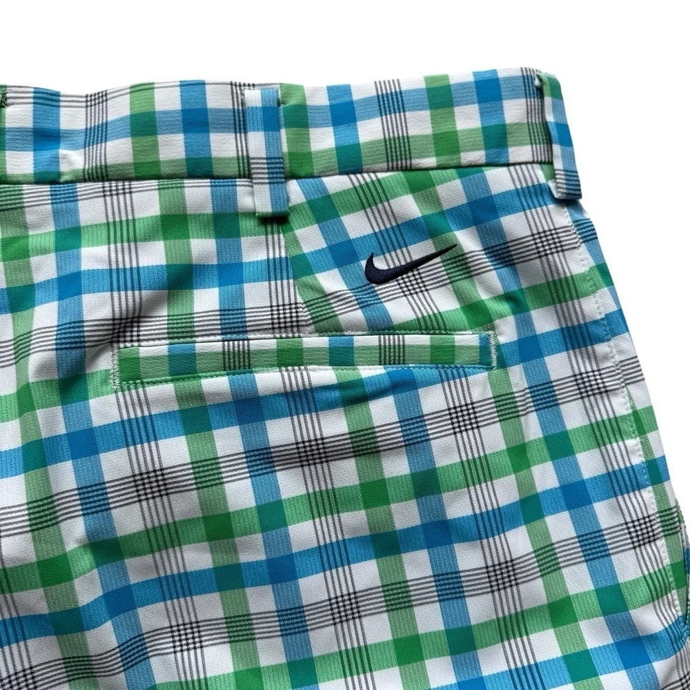 Nike Golf Men's Plaid Dri-Fit Checked Chino Shorts Size 32 M Green & Blue Casual - Picture 6 of 7